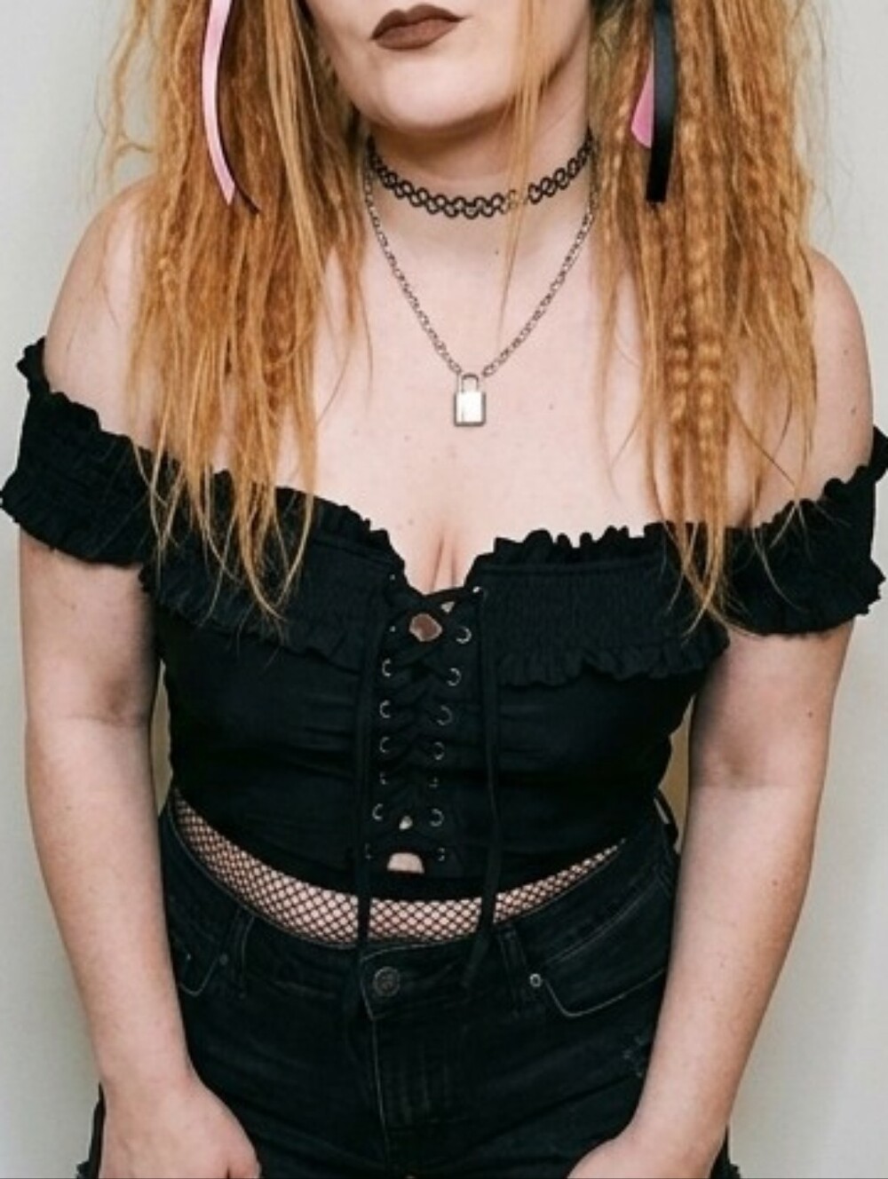 Xhilaration Black Lace-Up Ruffle Off-Shoulder Bikini Top Bralette Corset Look